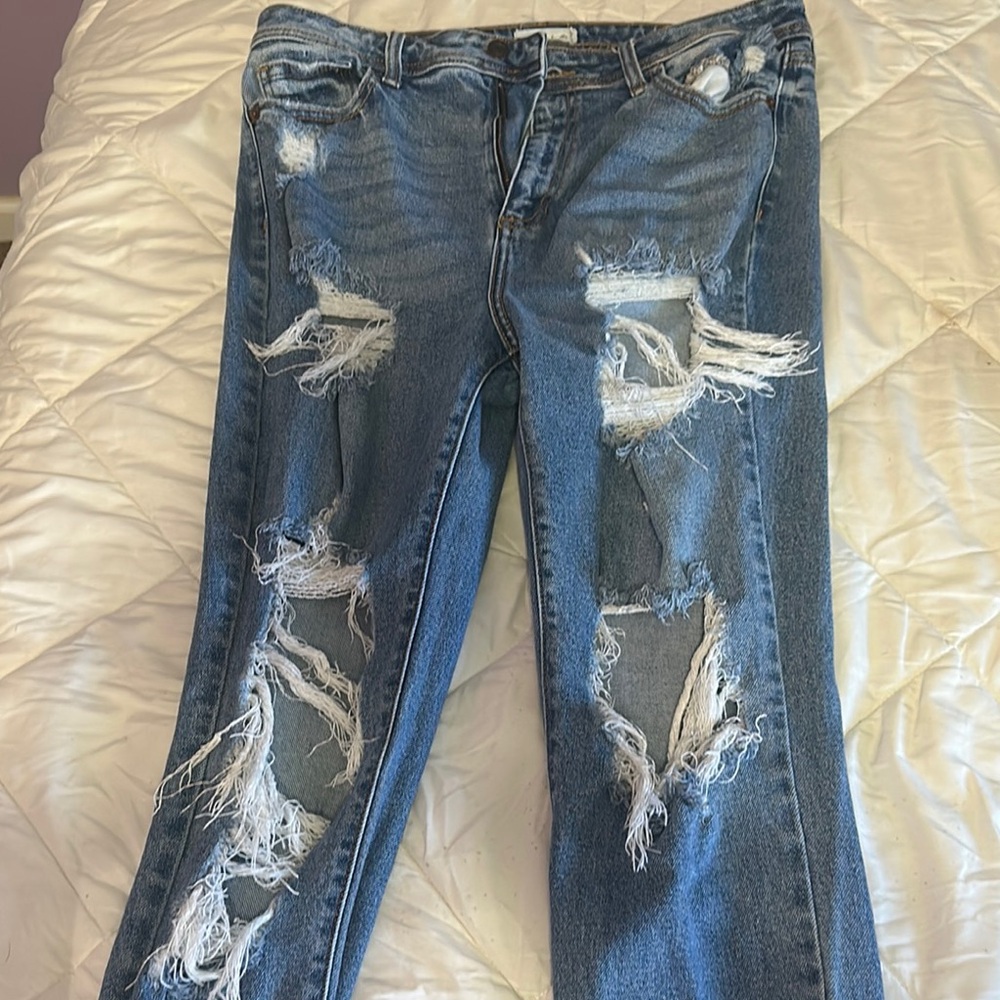 Distressed Blue Jeans